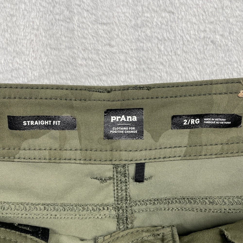prAna Halle Straight Leg Pants Womens 2 Green Camo Hiking Cargo Stretch Mid Rise - Picture 7 of 16